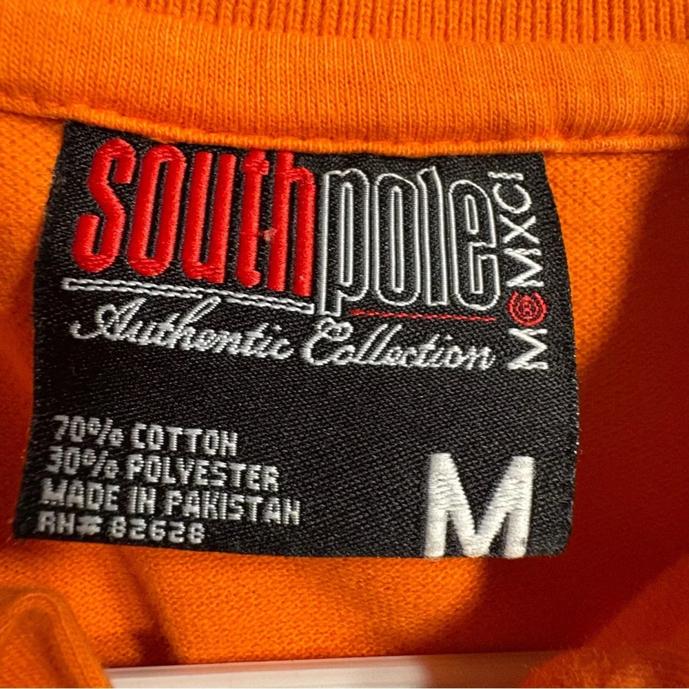 South Pole Orange Polo Shirt Mens Med Cotton Short Sleeve Urban Hip Hop Skater
